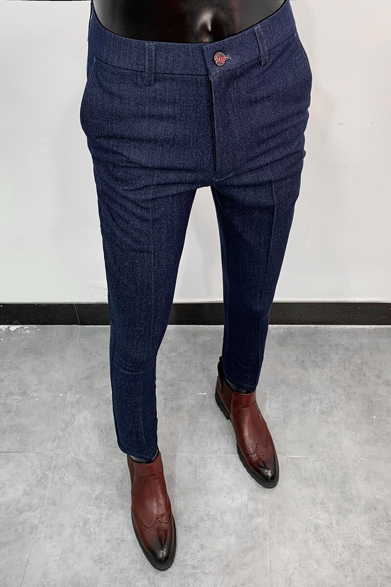 Heren casual zakelijke broek britse stijl slim fit klassieke formele kantoor sociale broek voor heren bruiloft feest broek