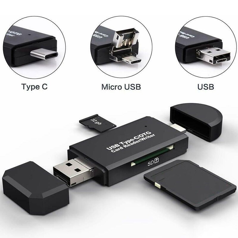 マルチ3 1カードリーダーでスマートotgマイクロusb/USB2.0/タイプcアダプタsd tfメモリカードリーダーpc