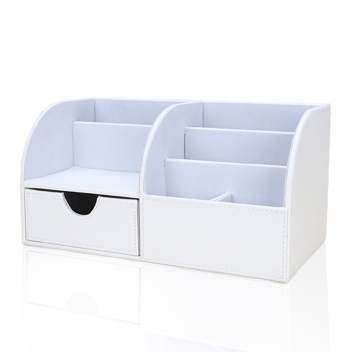 Office Supplies Multi-functional Stationery Storage boxes Pen holder Pencil Box Large capacity Desk organizer with drawer: 1715 white