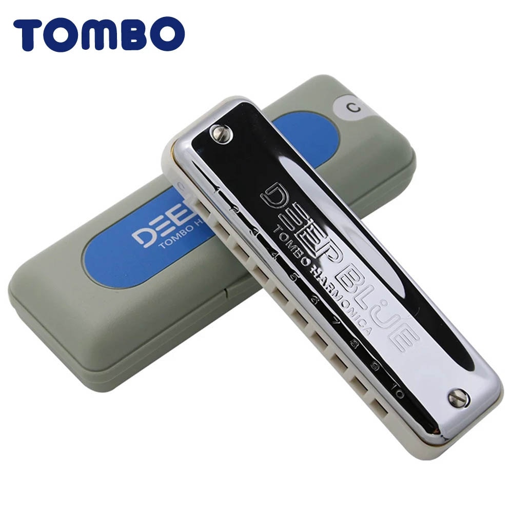 Tombo Harmonica Deep Blue Diatonic 10 Holes Blues Harp Mouth Organ ABS Key Of C Harmonica Musical Instruments Japan Tombo 6610S