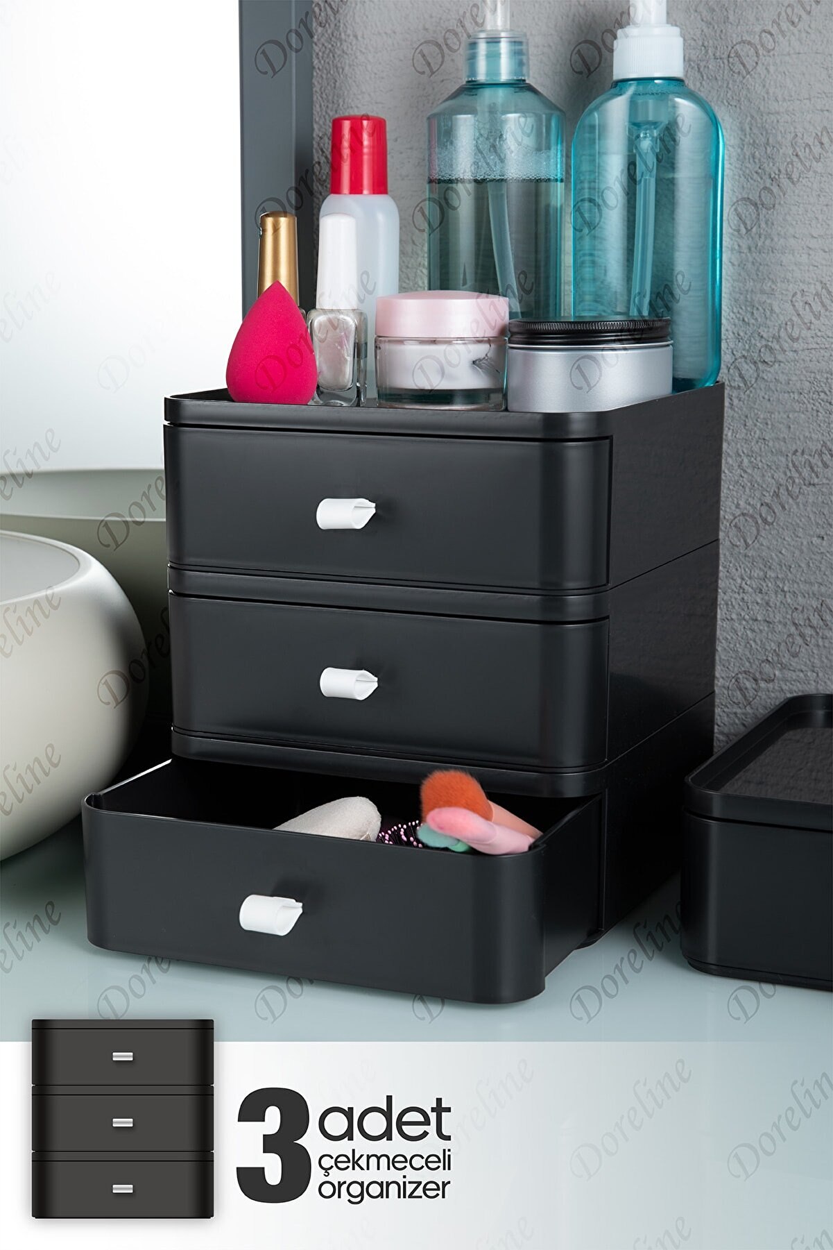 Box Cabinet 3 layer Jewelry, make up And Cosmetic Organizer Drawer Office Table Organizer generation multi-purpose drawer cabinet box