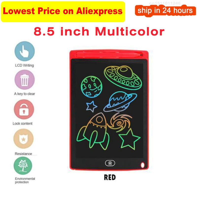 8.5Inch Electronic Drawing Board LCD Screen Writing Tablet Digital Graphic Drawing Tablets Electronic Handwriting Pad Board+Pen: Multicolor red
