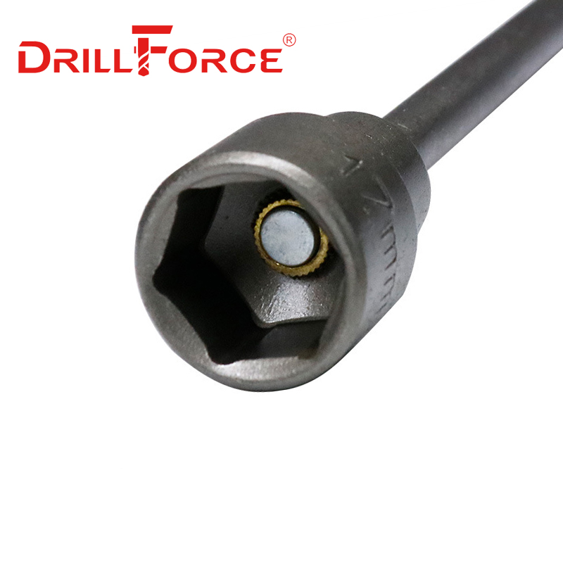 Drillforce 5.5-19x150mm Magnetic Nut Driver Set Impact Socket Sleeve Adapter Screwdriver Drill Bit 1/4" Quick Change Hex Shank
