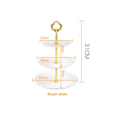 Soporte de 3 capas para pastel de dulces, mesa de postre para de boda, plato de fruta, bandeja Retro, soporte de platos, bandeja de postre escalonada de plástico: Blanco