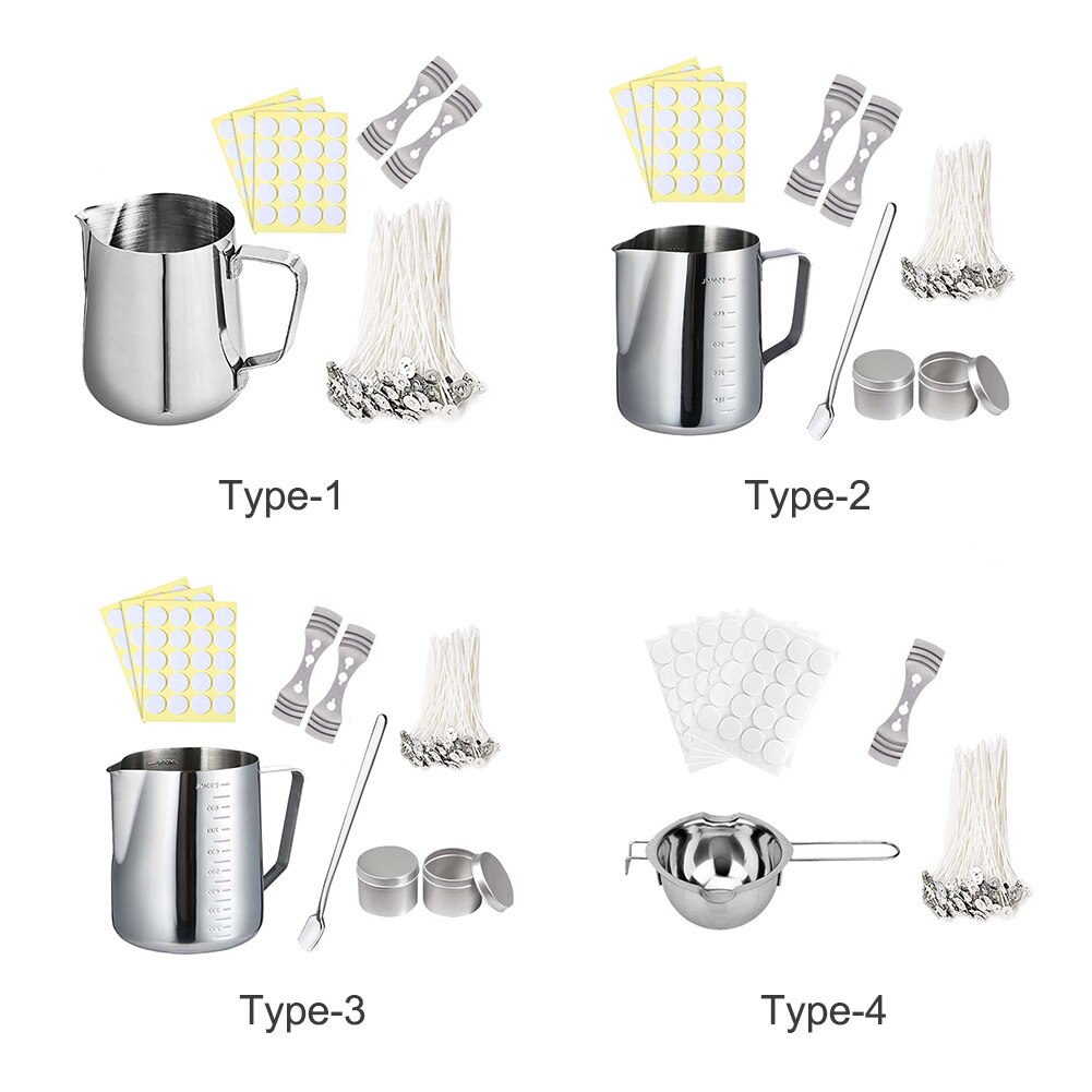 Stainless Steel Beginners Candle Making Kit Craft Tools Wicks Sticker DIY Handemade Fixator Home Rust Resistant Pouring Pot Safe