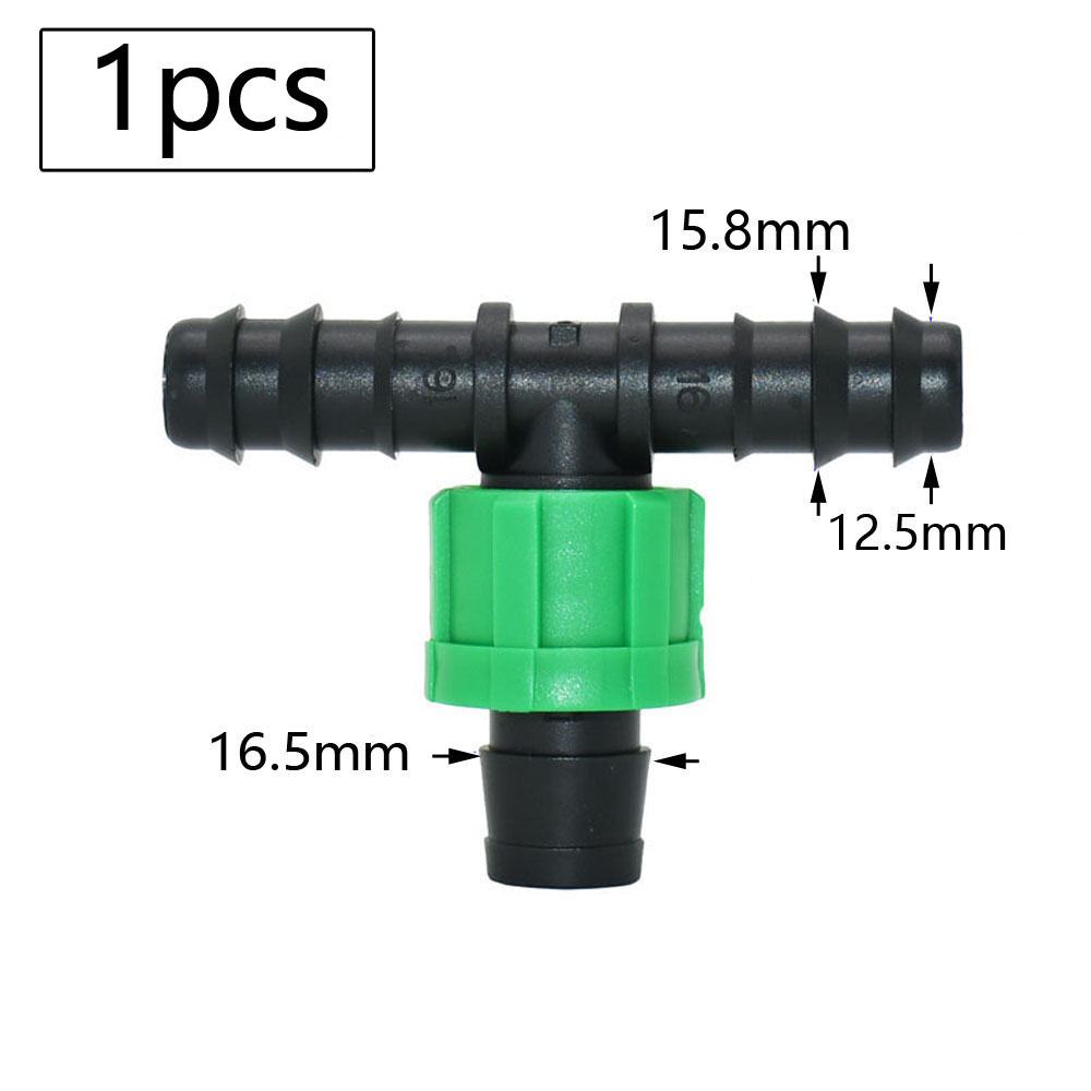 16mm Micro Irrigation Drip Tape Connectors Tee Repair Elbow End Plug Tap Fittings Locked Hose Joints Greenhouse Coupler: black