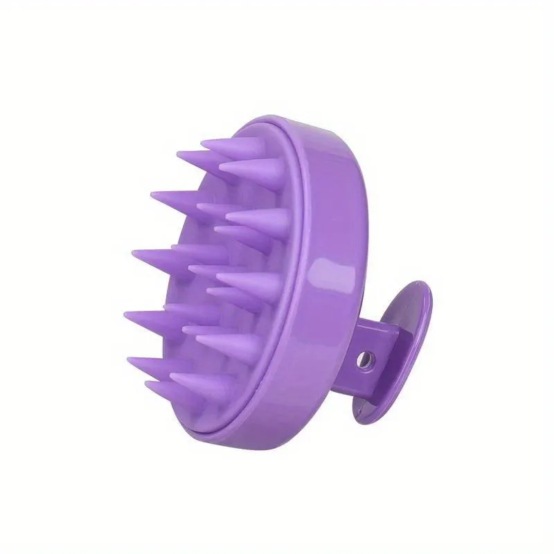 1 cepillo de champú de silicona para cabeza, peine para masaje del cuero cabelludo, peines para lavado de cabello, cepillos para masaje corporal para baño y ducha, herramientas de peluquería: Chocolate