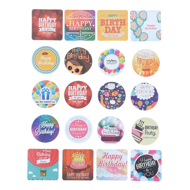 38Pcs Cute Label Sticker Happy Birthday Decorative Paper Sticker Diy Scrapbooking Stamp Self Adhesive Sticker Boxed Sticker