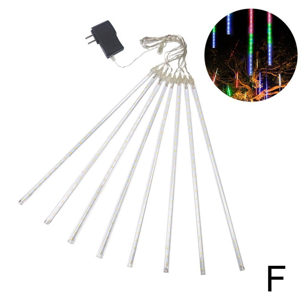 30CM 8 Tubes 144 LED Meteor Shower Rain Lights Solar Wedding Xmas Icicle Falling Light Party Waterproof For Garden Rai U7A4: F