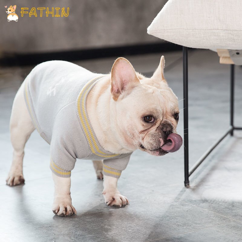 Fathin varm hund genser fransk bulldog liten stor bokstav hundeklær sml xl