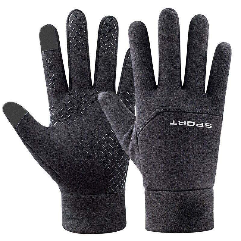 Guantes Térmicos Unisex para ciclismo, protectores de manos de dedo completo para pantalla táctil, para deportes al aire libre, acampada, senderismo y motocicleta, Invierno: Black A / XL