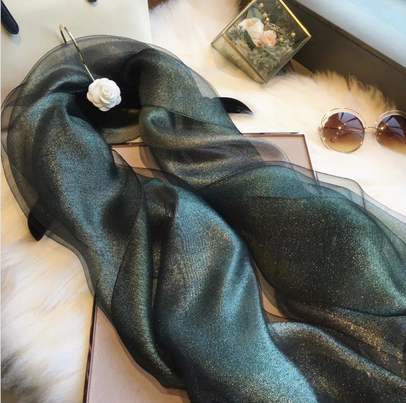 ombre organza silk hijab scarf shimmer scarves and shawls echarpe muslim party hijabs: 6