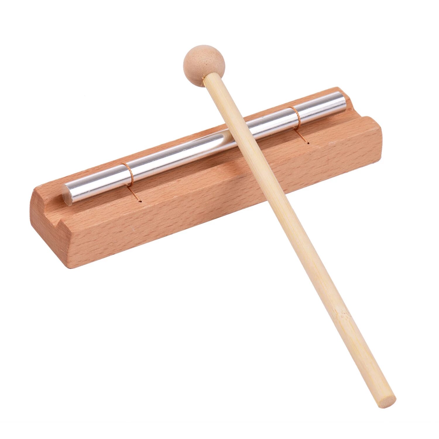 Wooden Chimes Meditation Chime Classroom Wooden with Mallet Bell Percussion Instrument for Bar Yoga Meditation Percussion Bell: 1 tone