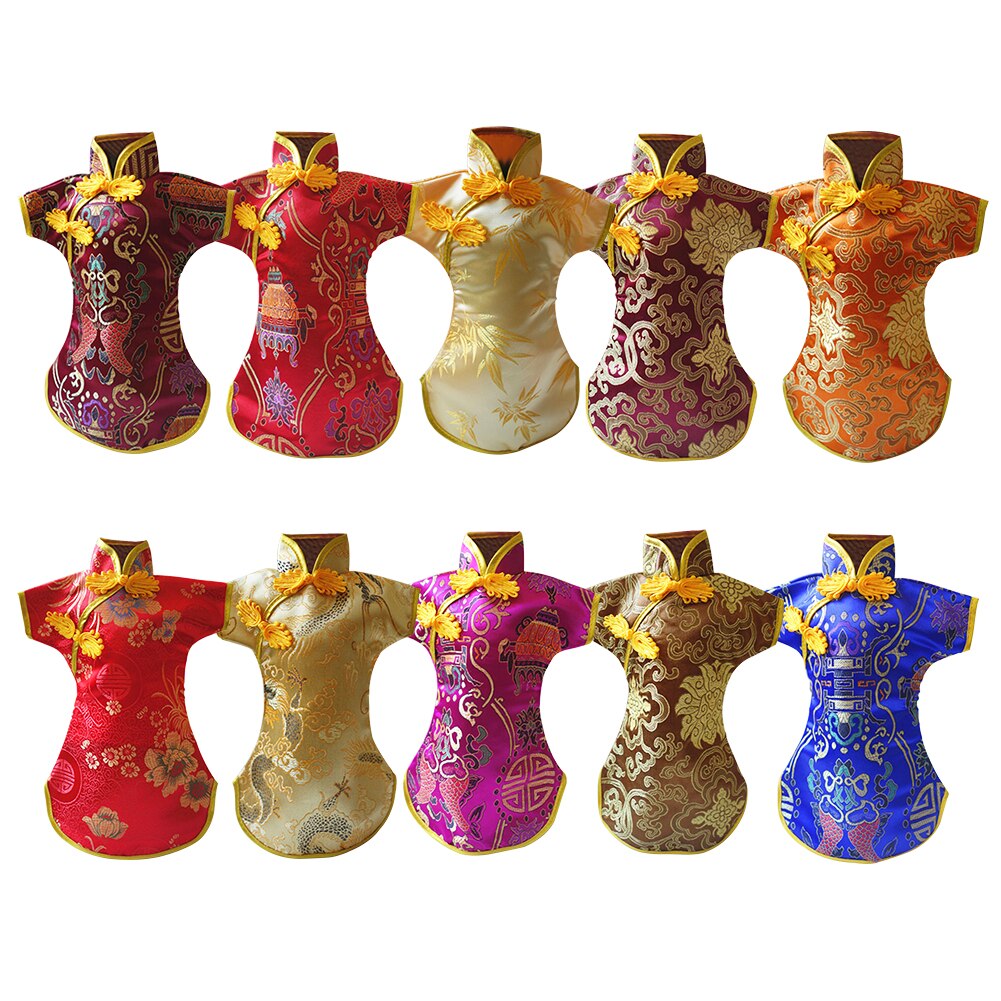 10 stk holdbart anti støv tang kjole broderi dekorativ fest kinesisk stil skridsikker klassisk vinflaske dækning