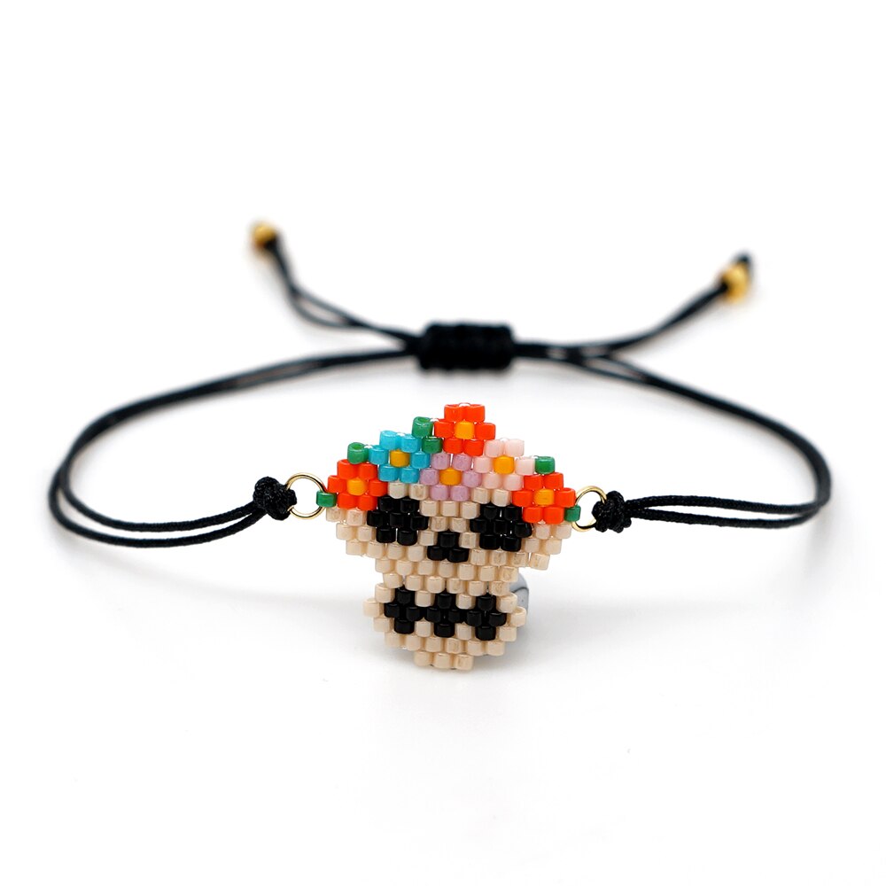 Go2boho Del Braccialetto Del Cranio di Halloween Delle Donne Dei Monili di Regalo Per Il Bambino Messicano Cranio Miyuki Braccialetti All'ingrosso Pulseras Punk 2020 Femme