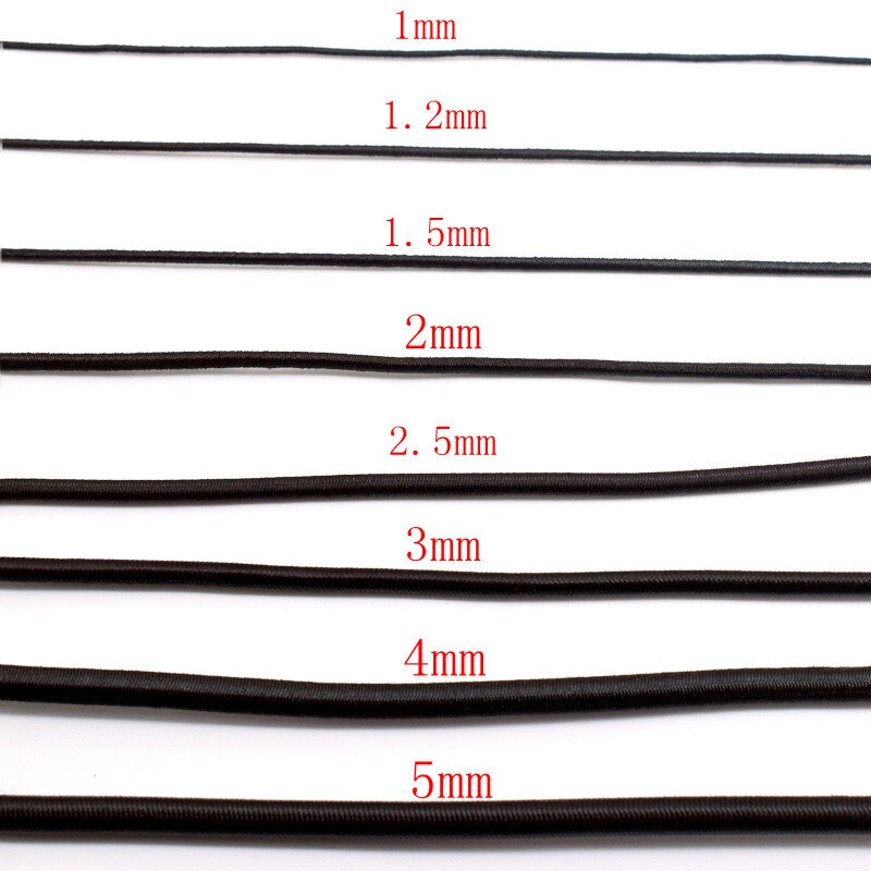 2m/ stuks zwarte, veelkleurige 1/1.5/2/2.5/3/4/5mm elastische band, elastisch touw, elastiek, elastische lijn, doe-het-zelf naaiaccessoires