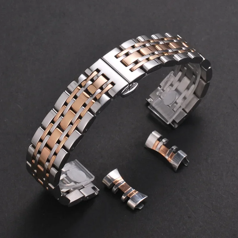 Armband aus gebogenem Ende, Arc-Metall-Armband, 16 mm, 18 mm, 19 mm, 20 mm, 21 mm, 22 mm, massives Edelstahl-Uhrenarmband für TISSOT Butterfly-Schnalle: Black Yellow / 16mm