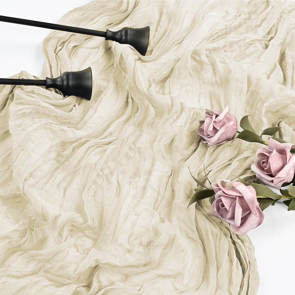 Salviagrön ostduk bordslöpare rustik boho gasväv blå rosa bordslöpare bröllop babyshower födelsedagsfest heminredning: 30*220cm / Lila