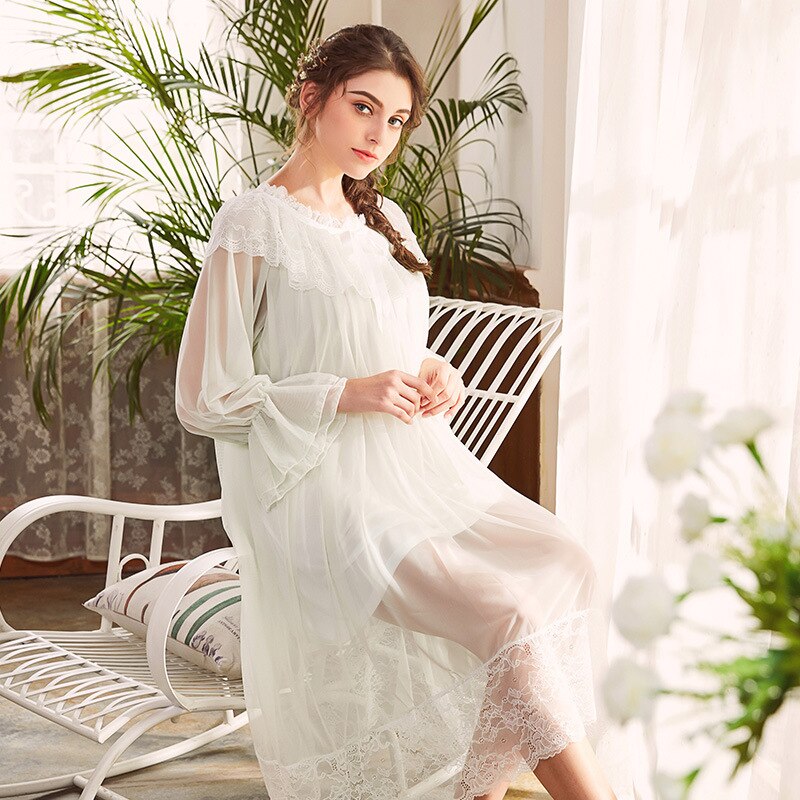 Robe De Nuit Lolita Princesse Blanche - Chemise De Nuit Dentelle Vintage