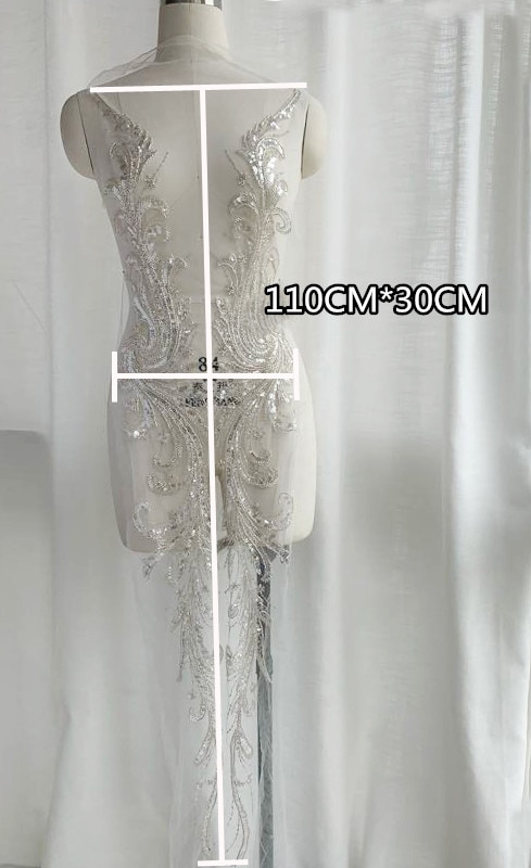 Luxe Europese En Amerikaanse Bruiloft Sequin Zilveren Kralen Kant Stof Positionering Bloemen RS2771