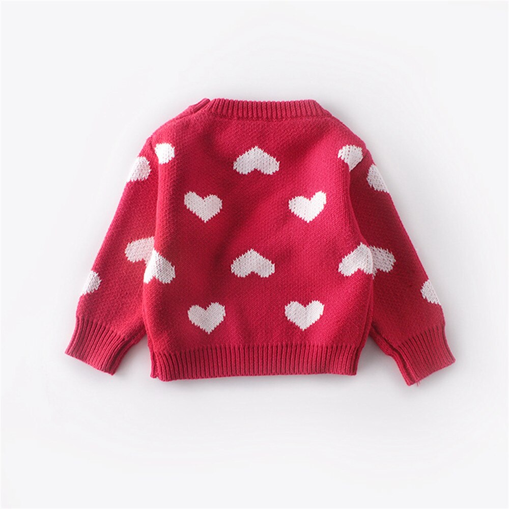 neue freundlicher kleinkind Baby Mädchen zur Seite fahren Herbst Winter Warme Dicke Weiche Knited herz gedruckt Langarm Spitzen Outwears 0-24Monate