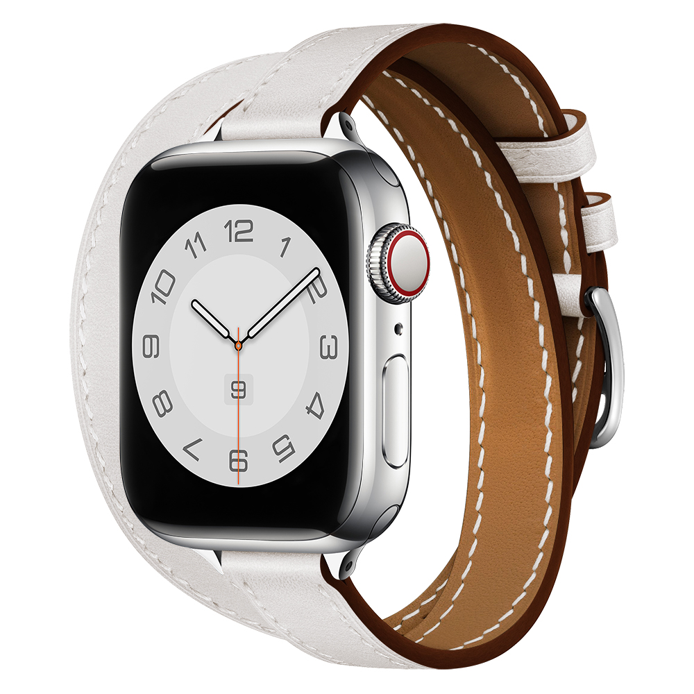 Leren band voor Apple Watch Band 40 mm 41 mm 44 mm 45 mm 49 mm 38/42 mm correa IWatch Series 8 7 6 SE 5 4 Ultra vervangende armband: Beige / 12mm