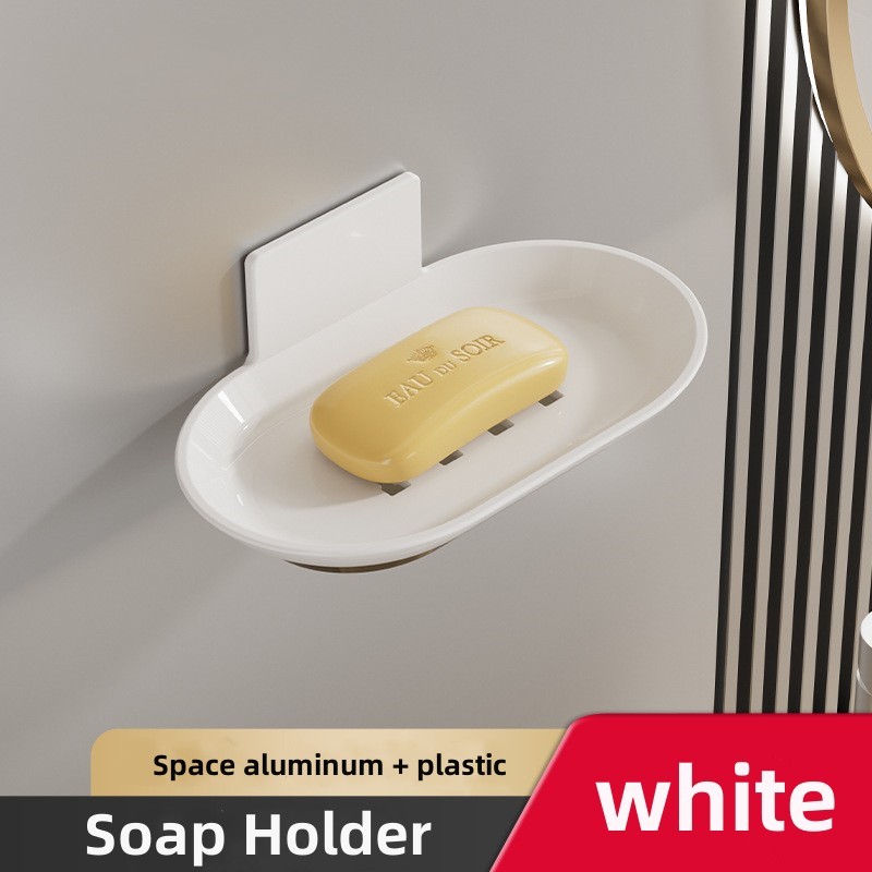 Seifenhalter aus Aluminiumlegierung, Badezimmer-Seifenschale mit Abflusswasser, Wandmontage, Seifenkiste mit Wasserpfanne für Badezimmer-Accessoires: Gelb