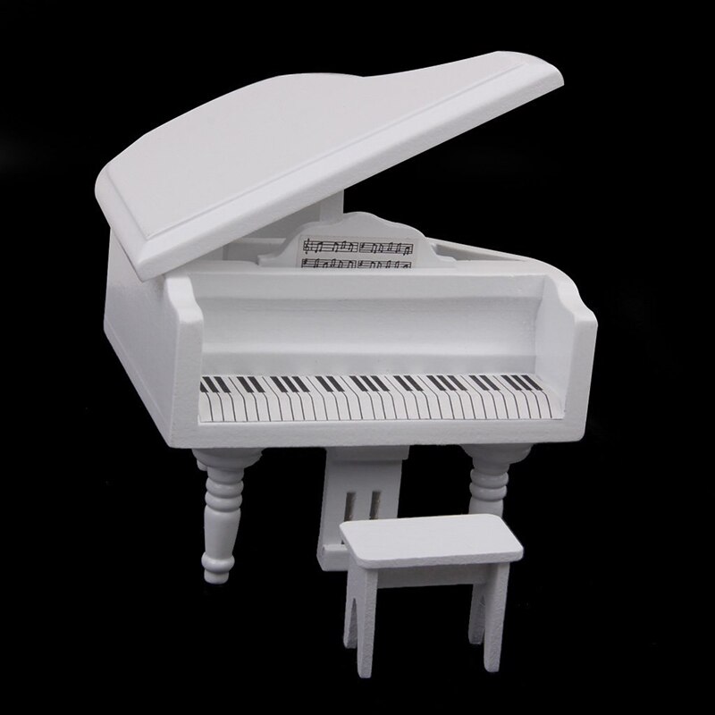 1:12 exquisit Holz Klavier Miniatur Puppe Haus Weiß