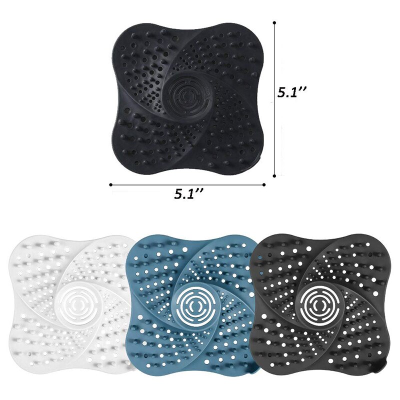 Escurridor de suelo de goma para el pelo, escurridor de ducha Flexible para bañera con 4 fuertes ventosas