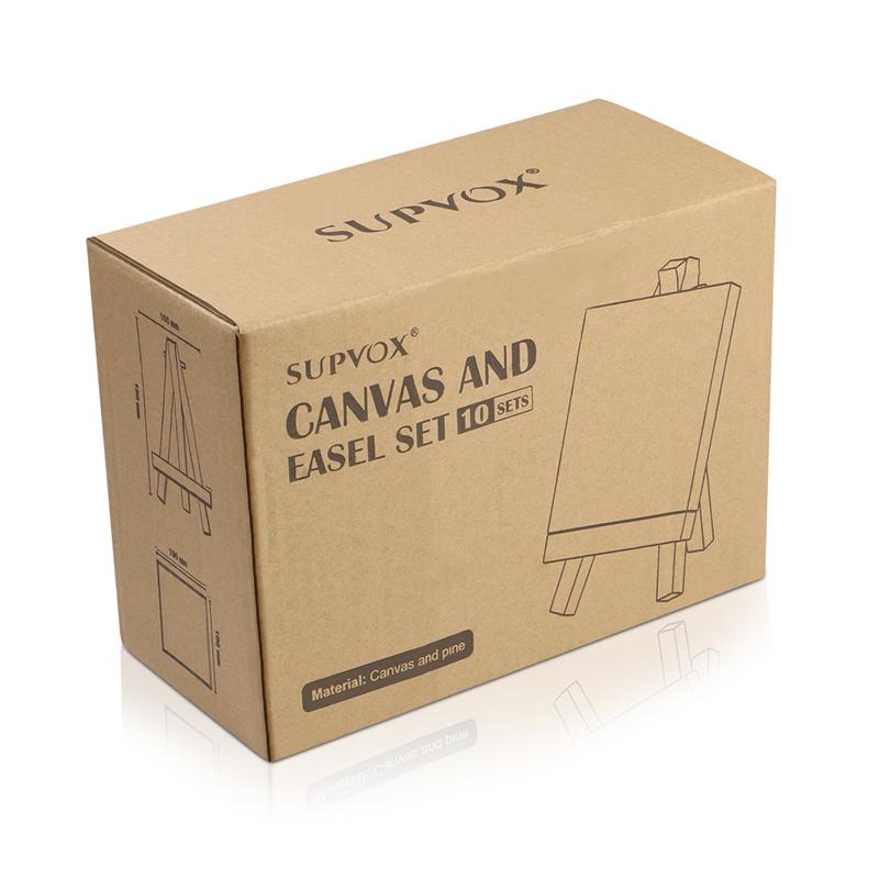 10 Sets Canvas and Easel Set Natural Easel Set Painting Craft Drawing Kit for Artist Hobby Painter