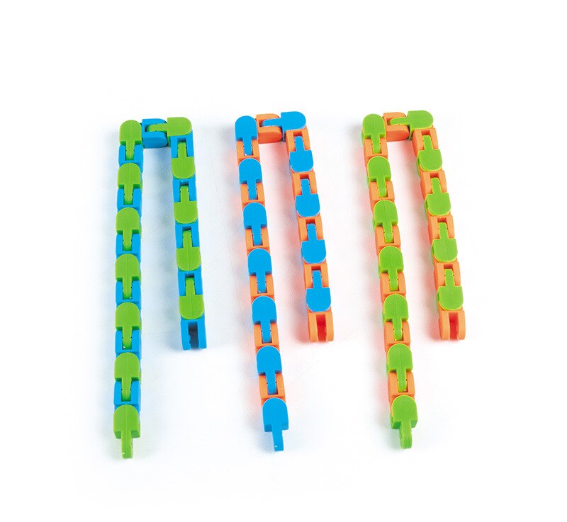 Tangles Fidget Tiys Colorful Puzzle Sensory Tracks Snap Finger Toy 24 Bicycle Chain Track Pressure Relief Toy: 1 PCS random color