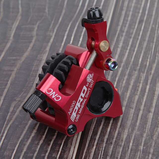 Road Hydraulic disc brakes set Flat Mount Calipers with 140MM discs rotor Bicycle Bilateral Mechanical Cable road brake Clamps: Near clamps red