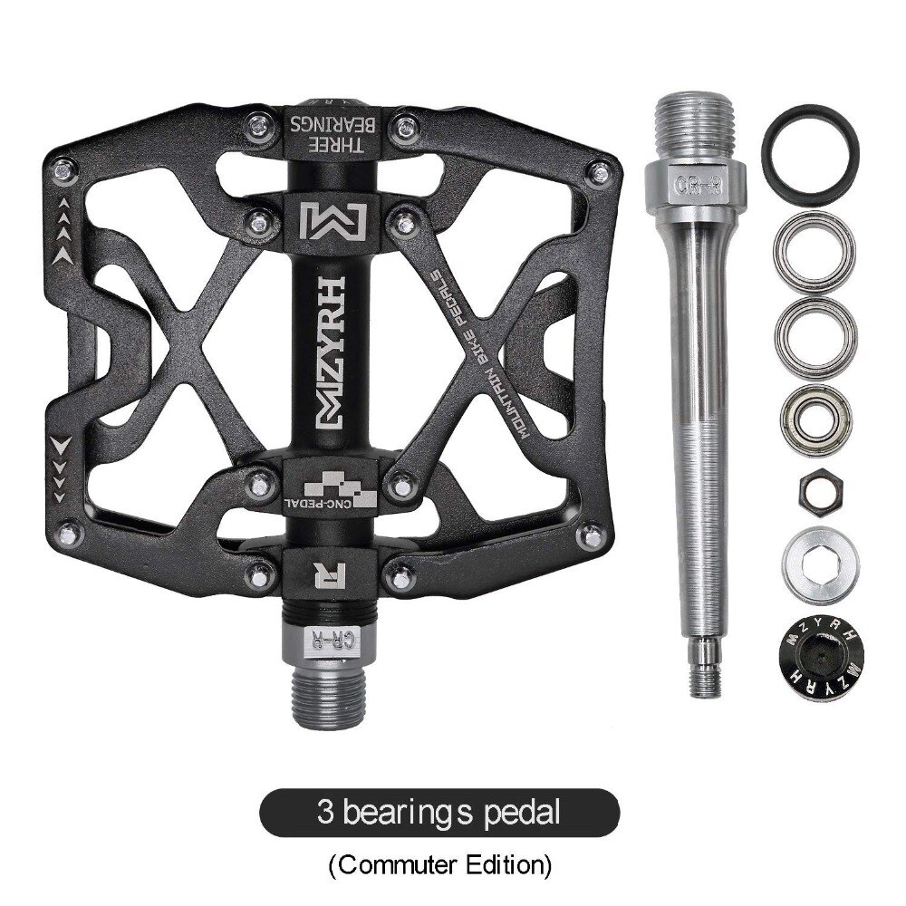 Mzyrh mountain mtb cykel brede pedaler 9/16 "cykling forseglet 3 lejepedaler cnc bearbejdet smurt forseglet bærende platform pedaler