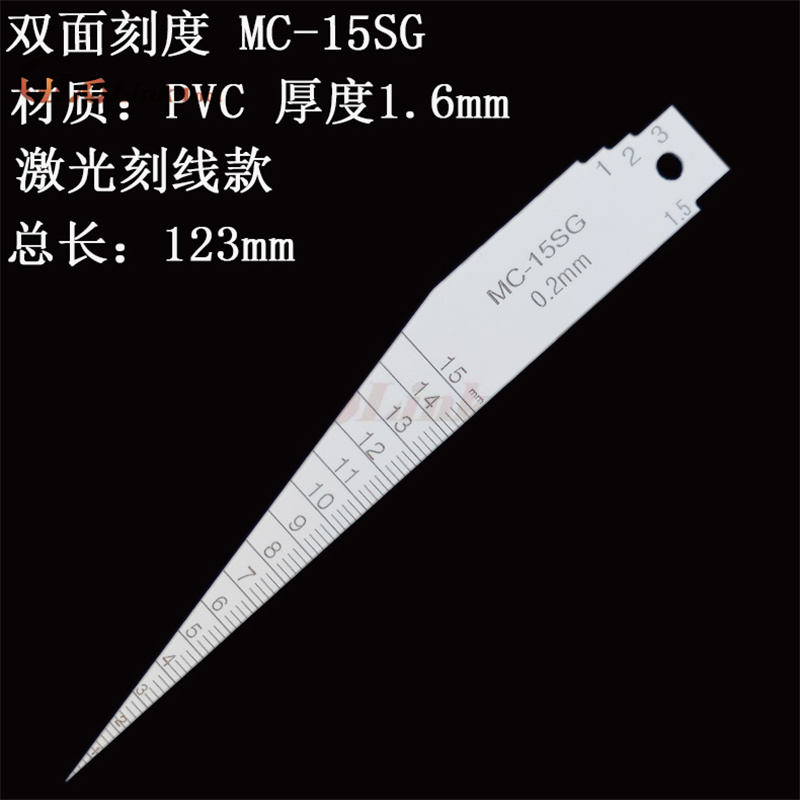1pcs Japanese K15SG plastic feeler gauge 1-15mm Taper Welding Feeler Gauge Gage Gap Ruler Automobile industry Measuring Tools: white 2side scale