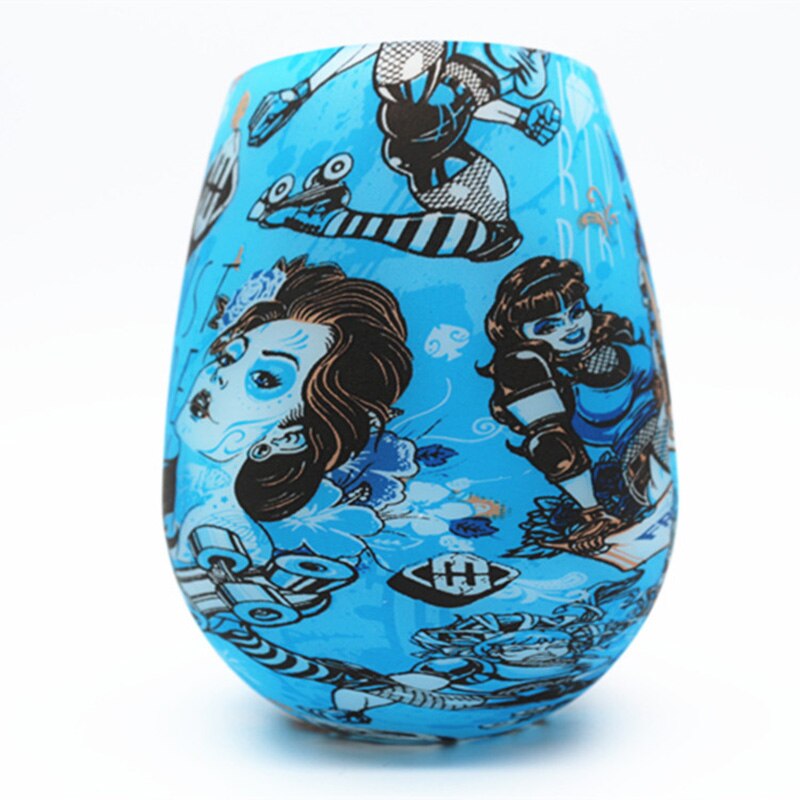 Unbreakable Silicone Wine Glasses BPA-Free Portable Printed Outdoor Wine Cups For Travel Picnic Pool Boat Camping Drink Cup: 10