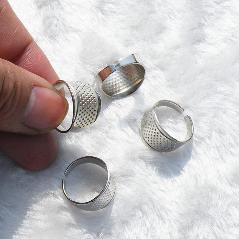 Anillo dedal Protector de dedo ajustable, aguja dedal para trabajo manual, artesanía, hogar, accesorios para herramientas de costura