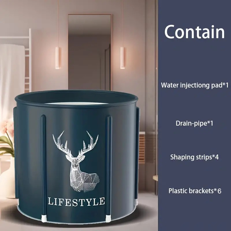 Bærbart sammenleggbart badekar for voksne, pvc-fortykket isolasjonsspa-badekar med bærende dampbøtte for hele kroppen: Grønn