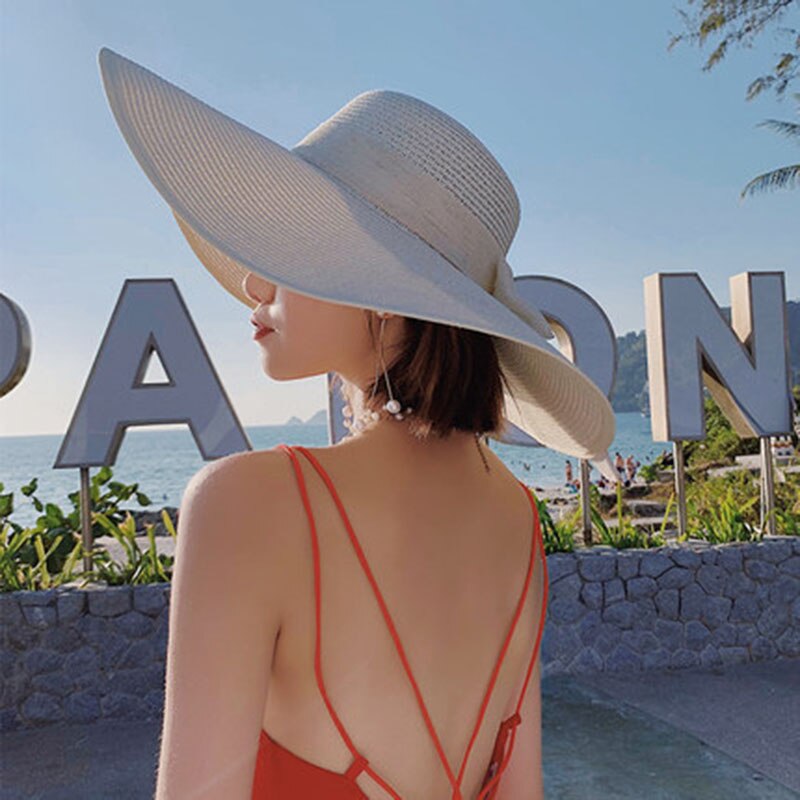 Zomer Strooien Hoed Dames Beach Seaside Reizen Zonnehoed Zon Bescherming Grote Dakranden Visser Hoed Panama Dames Zonnehoed