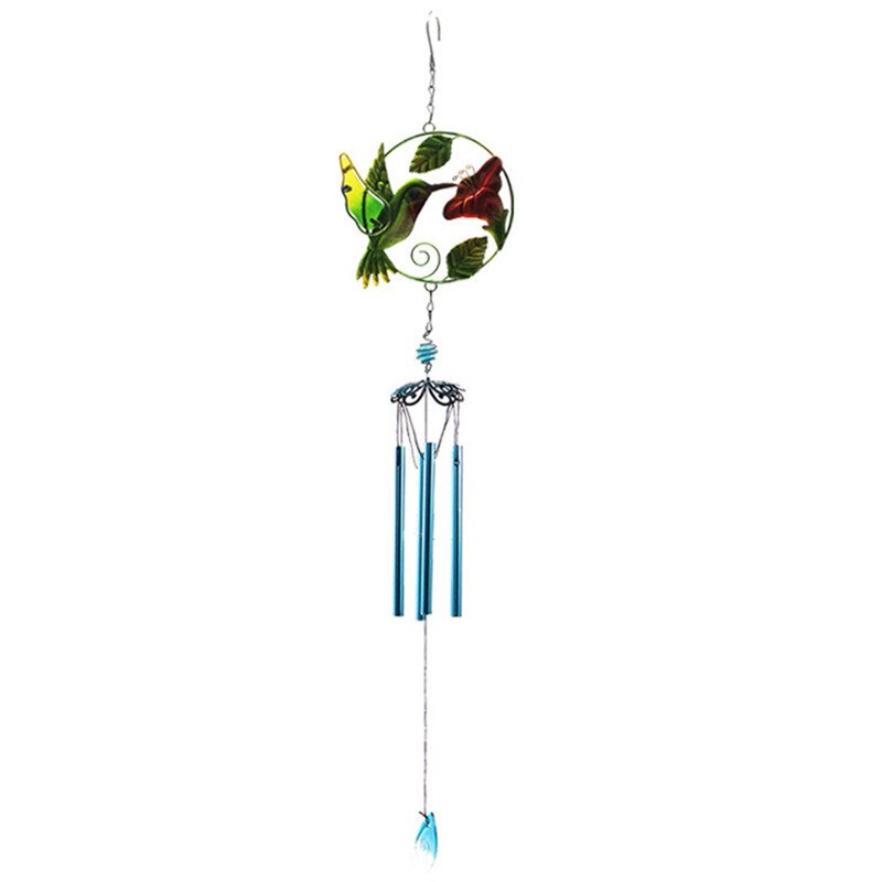 1Pc Smeedijzeren Windgong Ijsvogel Glas Spray Geschilderd Schilderij Ambachten S Haak Pijp Hanger Binnenplaats Balkon Creatieve