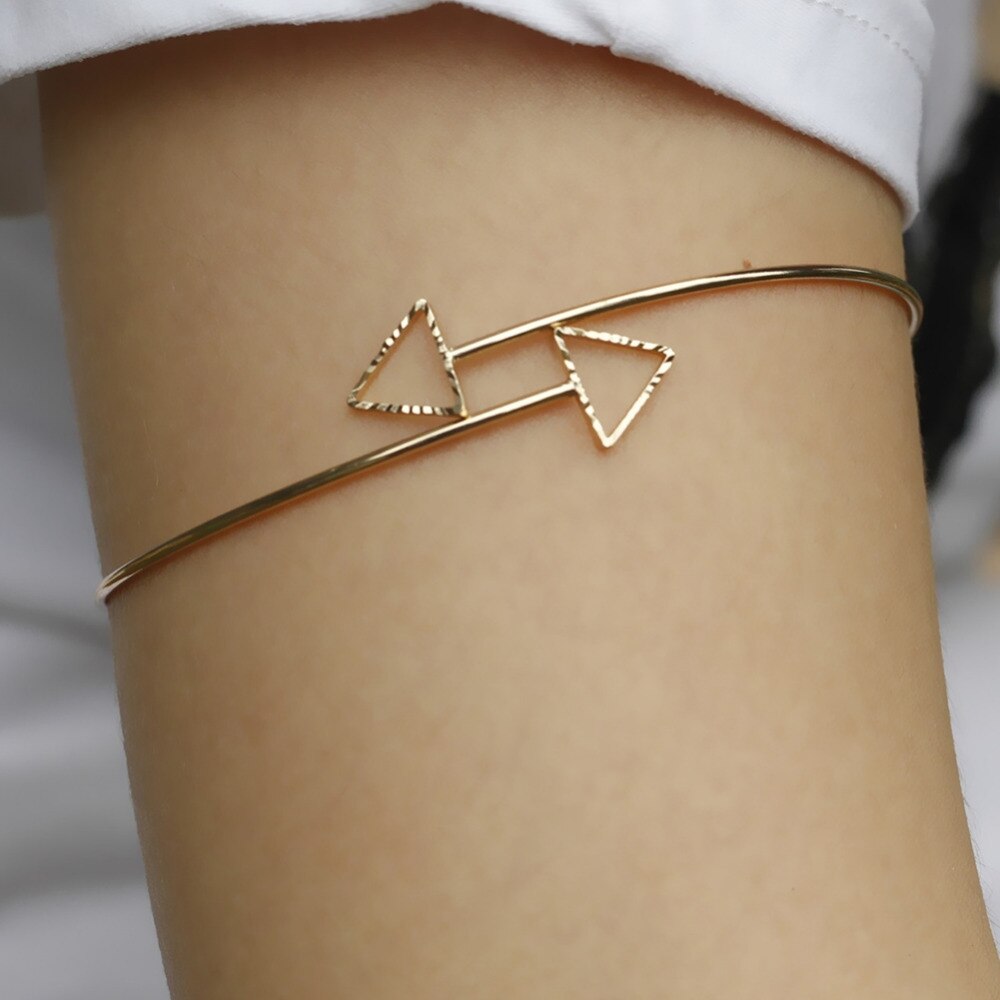 Mulheres quentes pulseiras moda oco triângulo braçadeiras braço superior manguito pulseira jóias punk pulseira feminina