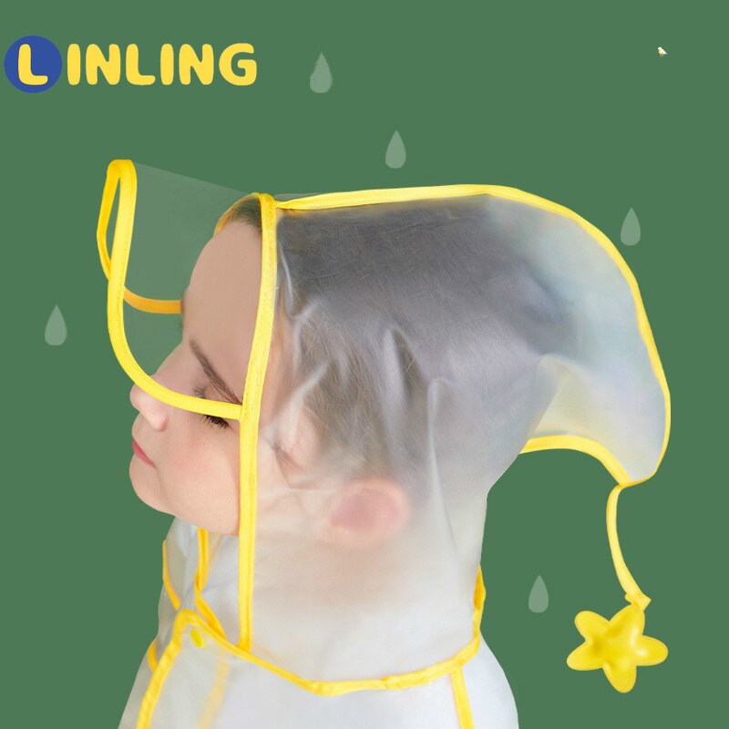 LINLING Cute Kids Outdoor Raincoat Waterproof Rain Poncho Clear Transparent Cartoon Panda Children Student Protective Cover P650