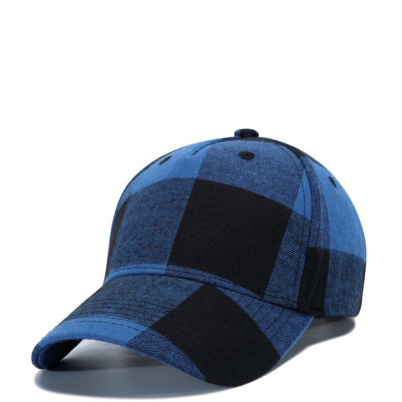 Casual Plaid Print Baseball Cap Soft Cotton Blend Checked Print Outdoor Hat Cap Adjustable Snapback Baseball Cap: C12