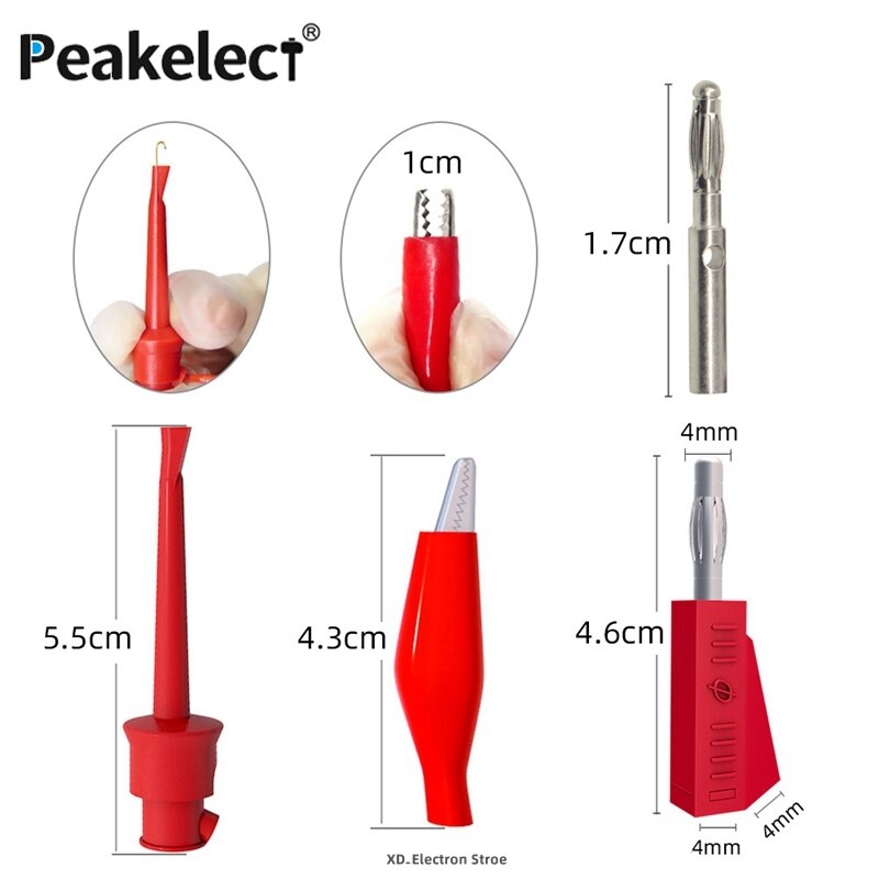 Peakelect P1051B Multimeter Test Lead Kit 4Mm Banana Plug Banana Plug / Test Haak/Alligator Clip Kabels voor Elektrische Werk