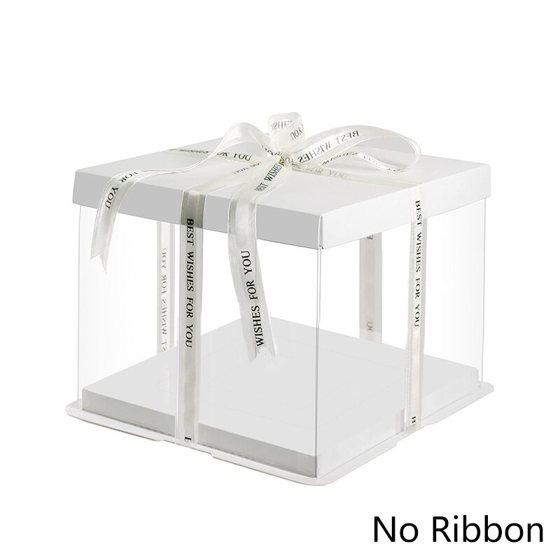 Luxe Transparante Cake Dozen Gebak Extra Grote Verpakking Meerdere Kleur Bakkerij Verjaardag Bruiloft Cake Inpakpapier: white / 17X17X12