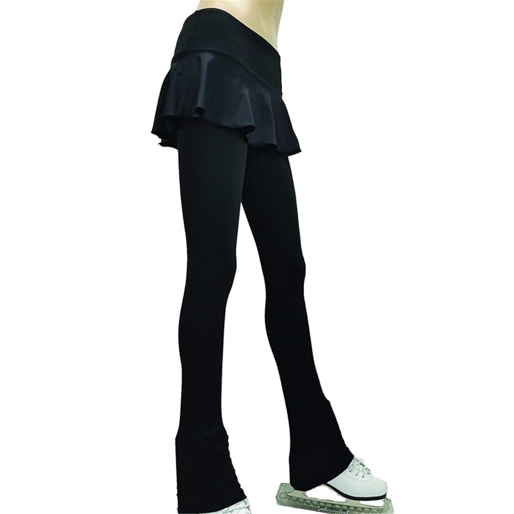LIUHUO-pantalones de patinaje sobre hielo para mujer, Pantalón elástico de licra, ropa de entrenamiento negra, patinaje sobre ruedas