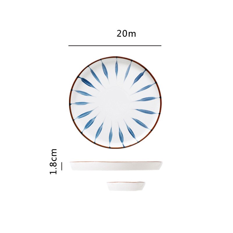 Plato de cerámica de cocina de estilo japonés, vajilla esmaltada pintada a mano para el hogar, plato occidental, plato para carne: H02