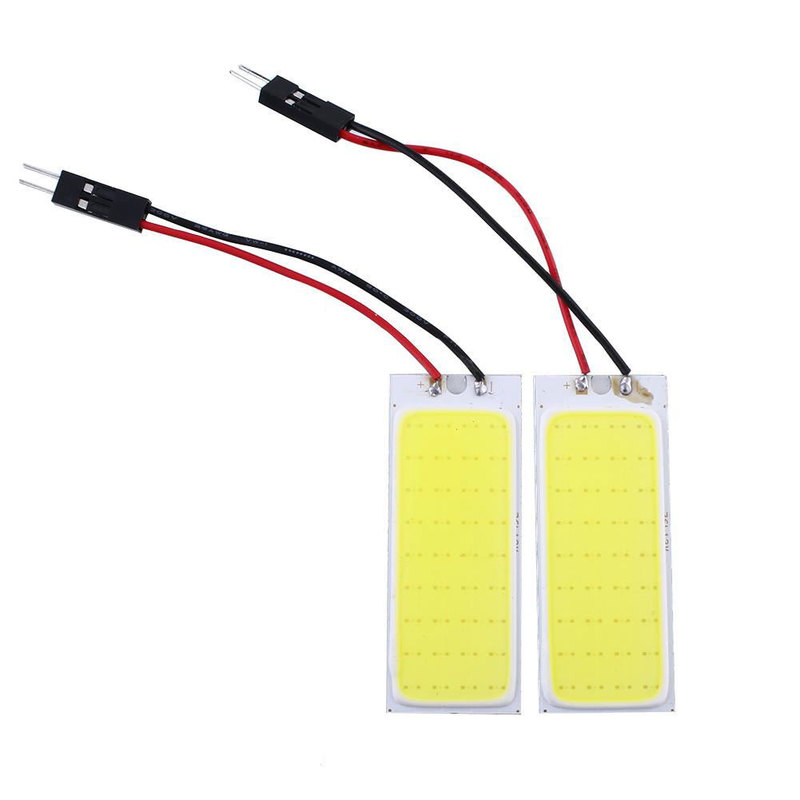 2 stk/parti cob 36 led panel hvit led auto interiør parkeringslys lesekart lampe pære kuppel festong  dc 12v