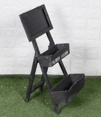 Support d'échelle pour plantes en bois, extérieur et intérieur, support pour fleurs avec tableau noir, décoration de balcon, Bar pour la maison: Black-2 tire
