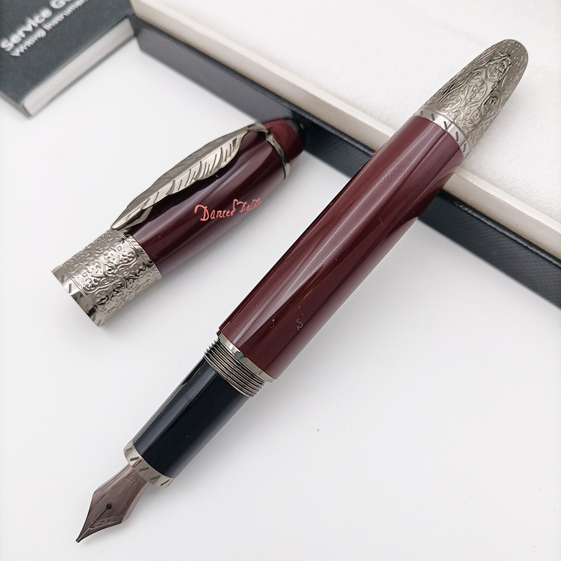 Luxe rollerball balpen met vulpen, model mb, esdoornblad op penclip, schrijfwaren voor zakelijk gebruik, school, kantoor.: Wit / Bruin