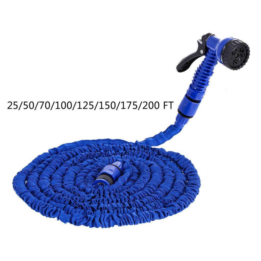 Manguera de jardín Flexible y extensible, tubo de agua de 25-200 pies con pulverizador para riego de jardín y coche